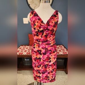 Lauren Ralph Lauren Vibrant Floral Midi Dress - Pink and Orange